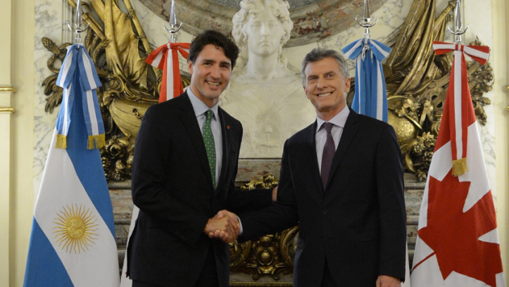 Macri con el primer ministro de Canadá